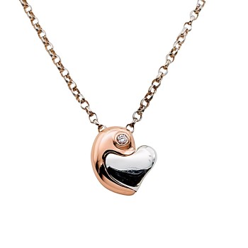 Silver & 9ct Gold Clogau Heart Pendant with Chain